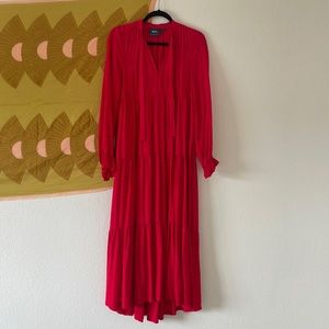 Anthropologie Red Tiered Ruffle Dress